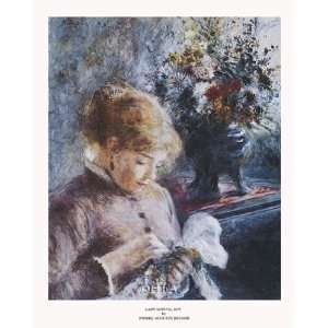 Lady Sewing by Pierre Auguste Renoir 9x11  Kitchen 