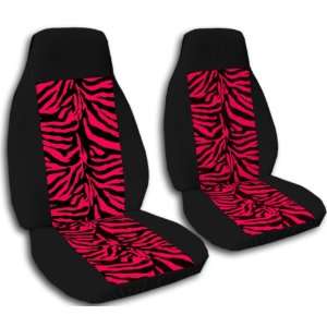  2 Black frame seat covers with a Red Zebra insert for a 