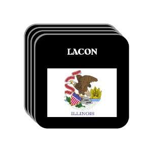 US State Flag   LACON, Illinois (IL) Set of 4 Mini Mousepad Coasters