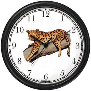  Leopard Cat Wall Clock by WatchBuddy Timepieces (Black 
