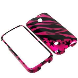  Cover Snap On Case for Cricket Huawei Ascend II M865  Pink Zebra Star