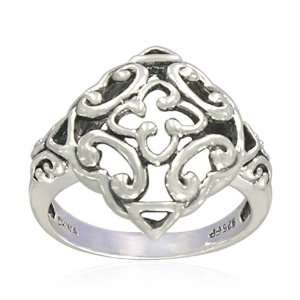    Sterling Silver Celtic Filigree Square Ring, Size 5 Jewelry