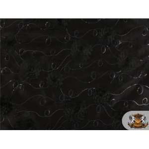  Taffeta Embroidered Floral Sequin Black Fabric / 55 Wide 