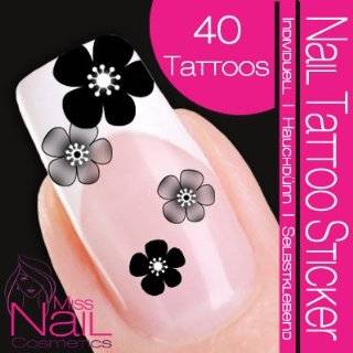Nail Art Tattoo Sticker Cherry Blossom   black