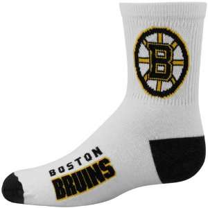   Bruins Youth White Team Logo Quarter Length Socks