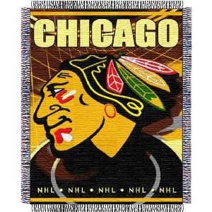  Chicago Blackhawks Triple Woven Jacquard NHL Throw (019 