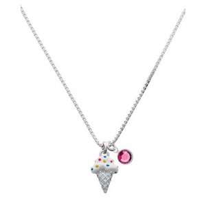  2 D Vanilla Ice Cream Cone with Sprinkles Charm Necklace 