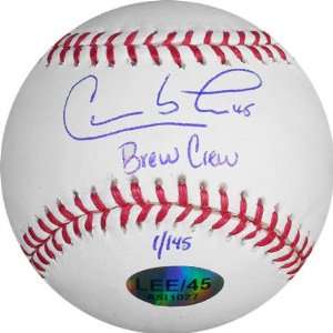 Carlos Lee Milwaukee Brewers Autographed Baseball with Brew Crew 