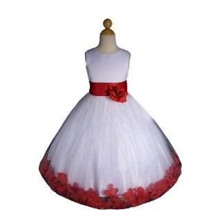 New White / red Flower Girl Christmas Wedding Party Dress Size Toddler 