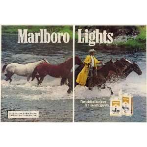  Marlboro Lights Cigarette Cowboy Man Horses Run Through Water 2 Page 