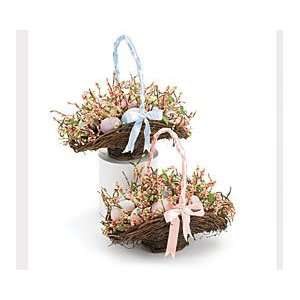  2 pc Easter Baskets with Easter Eggs Tabletop Centerpiece 