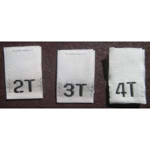  495 pcs WOVEN CLOTHING LABELS WHITE, TODDLER SIZE TAGS 2T 