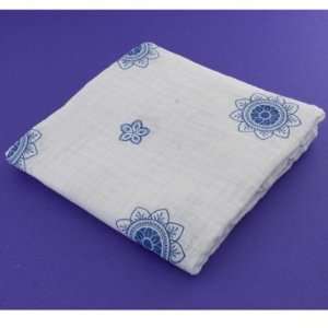  Bambino Land Muslin Organic Blanket Zen Flowers Blue   1 