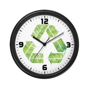  Wall Clock Recycle Symbol in Leaves 
