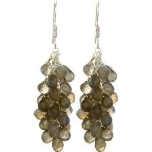   Faceted Labradorite Bunch Earrings   Sterling Silver 