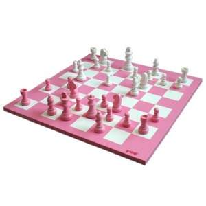Patricia 14 Wooden Chess Game Set   Pink and White Board and Pieces 