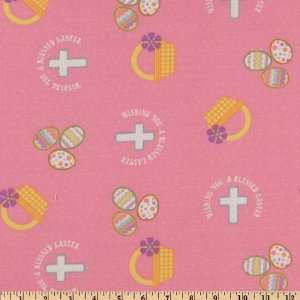  45 Wide Easter Blessings Pink Fabric By The Yard Arts 