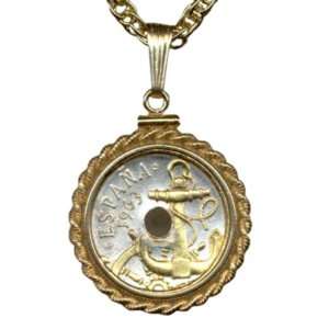 Gorgeous 2 toned 24k Gold on Sterling Silver World Coin Necklaces in 