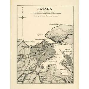 1901 Halftone Print Havana Cuba Map Caribbean Region Railways Tramways 
