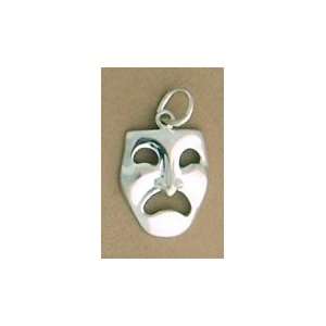   Silver Charm, Tragedy Theater Mask, 7/8 inch, 2.4 grams Jewelry