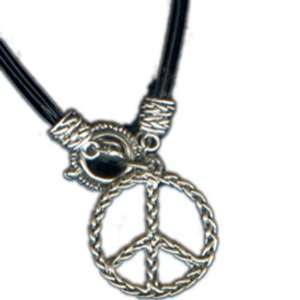  Multi Strand Leather Peace Necklace 