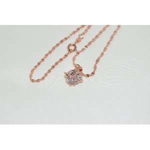  14k Rose Gold Plated Twisted Chain Cubic Zirconia Pendant 