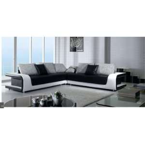  Multi Tone Leather and Fabric Sectional Sofa