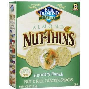 Blue Diamond Almond NutThins Cracker Snacks, ctry Ranch, Boxes 4.25 oz 