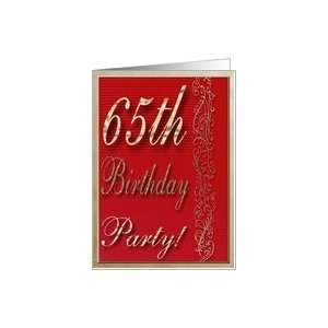 Invitation, 65th Bithday Party, Red and Gold Design Card  Toys 