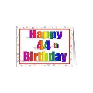  44 Years Old Rainbow Stripe Birthday with Star Border Card 