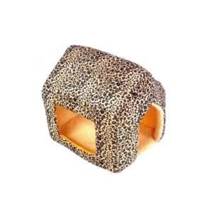   Cheetah Print Dog Cat Pet Dome Tunnel Barrel Bed House