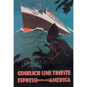  Trieste Cruise Line to North and South America 12x18 