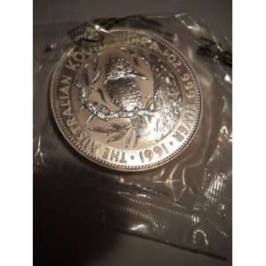  1 oz 999 Silver $5 1991 Kookaburra Australia 5 Dollar 