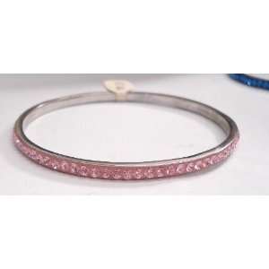  Pink Sworvski Crystal Encrusted Silver Bracelet 