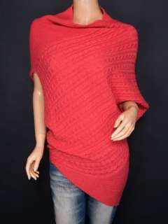 New Womens Detachable Sleeves Angled Hem Cable Knit Sweater Top 