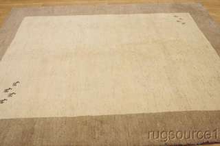 LARGE CONTEMPORARY MODERN IVORY 7X9 GABBEH PERSIAN ORIENTAL AREA RUG 