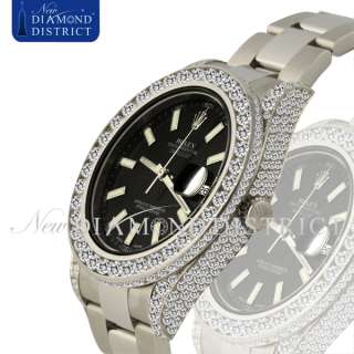 11.00CT DIAMOND ROLEX DATEJUST II 41MM BLACK INDEX DIAL STAINLESS 
