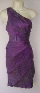 MAGGY LONDON TIMES Purple One Shoulder Lazer Cut Cocktail Dress 10 NWT 