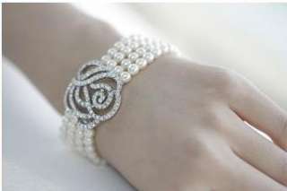 4090New Fashion Jewelry Korea Hot Delicate Rose 4 Layer Pearl 