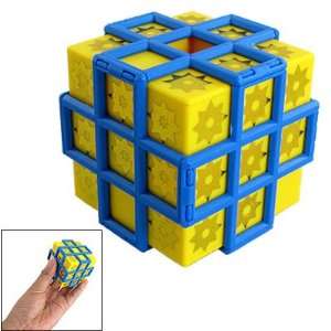   Gold Tone Eight Pointed Star Pattern Magic Cube Puzzle Toys & Games