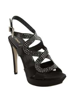 Fendi black satin jeweled crisscross heeled sandals   up to 70 