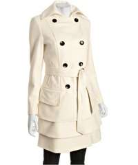  calvin klein ivory wool blend pleated skirt coat ivory 