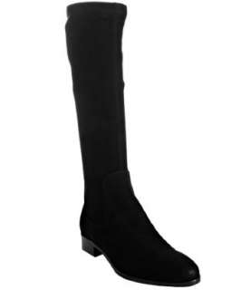 Prada black stretch suede flat boots   