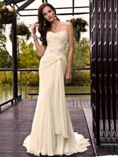 Ivory Spaghetti straps Chiffon Wedding Prom Dress SizeUS2 28  