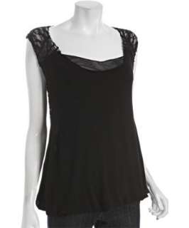Free People black jersey drape front Everyday Harlow lace black top 
