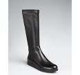 Prada black leather tall flat boots   