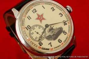   USSR vintage very big MILITARY wristwatch Molniya TANK Red Army  