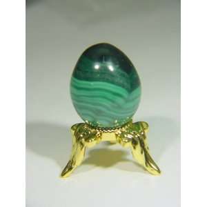  African Malachite Mini Egg with Stand Lapidary Carving 