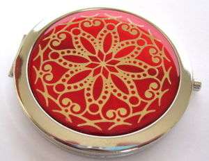 Vintage Style Magnifying Flip Top Hand Mirror  Flower  