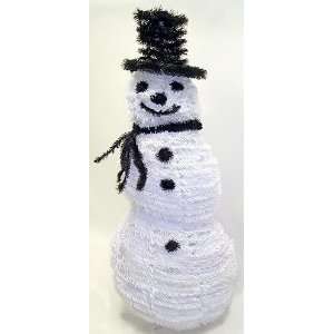   White Collapsible Tinsel Snowman Christmas Decoration